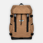 Deep Camel sustainable recycled plastic backpack with laptop sleeve and inner organisational pockets.