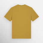 Image shows the plain back of the Ochre coloured regular fit t-shirt.